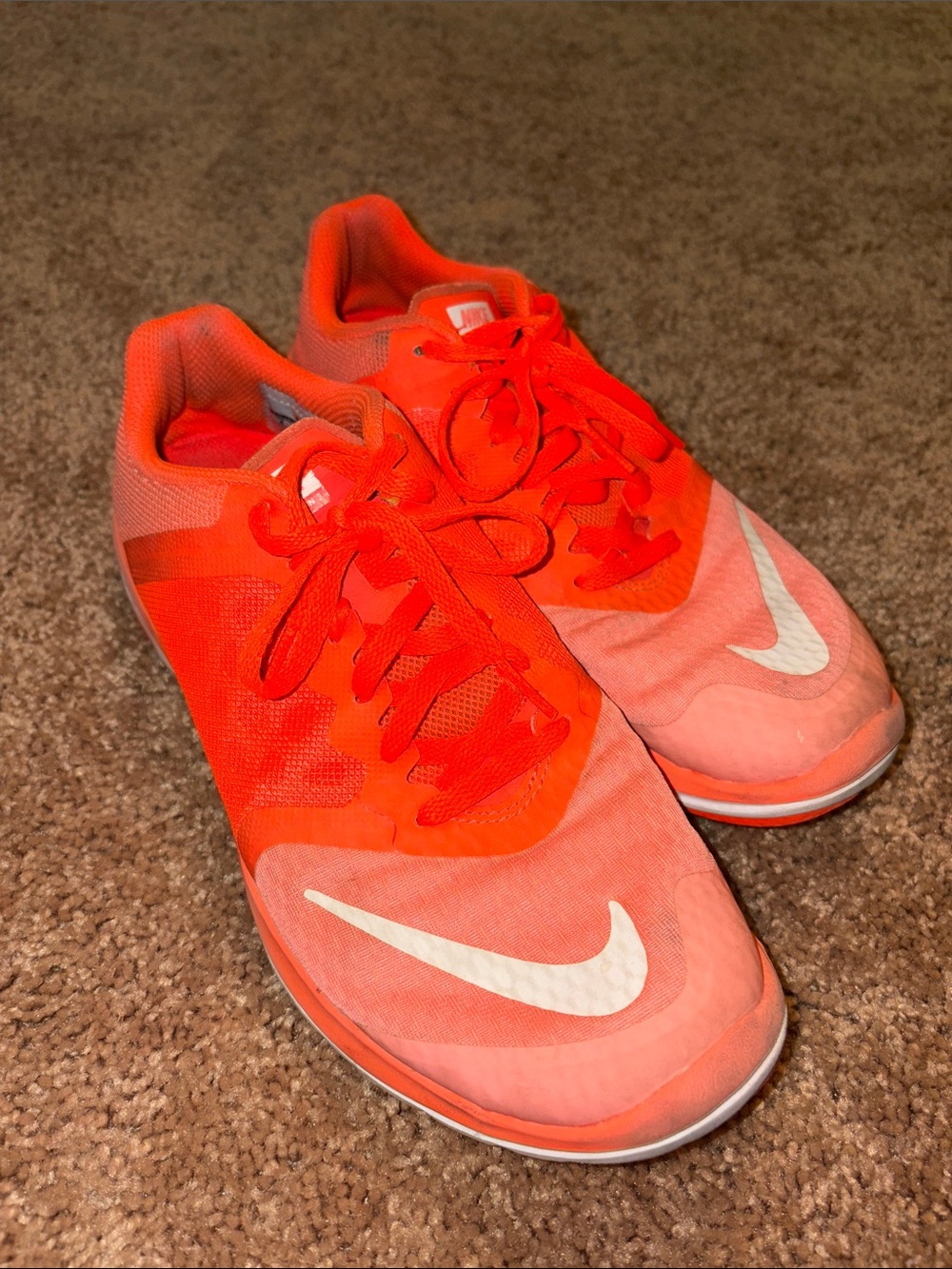 Nike Neon Orange Running Shoes with White Swoosh